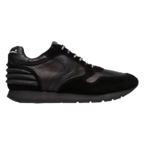 SCARPE STRINGATE “Sneakers Liam Power” IN CAMOSCIO/VITELLO NERO FONDO GOMMA