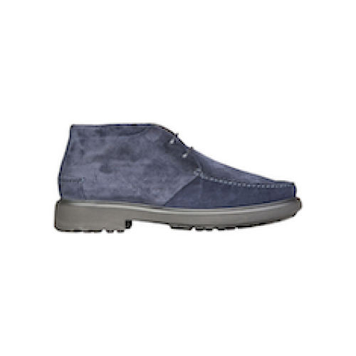 SCARPE STRINGATE “Polacchine Sneakers Argan ” IN CAMOSCIO BLU FONDO GOMMA