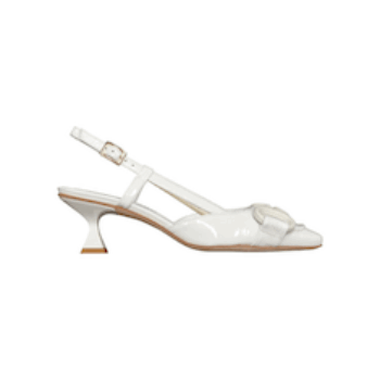 DE’COLLETE’ “Bruglia – Slingback” IN VERNICE BIANCO 50 mm