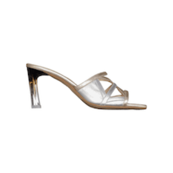 SANDALI ” Marian – Mules” IN PELLE ARGENTO/ORO 80 mm