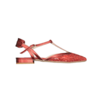 BALLERINE "Walter Violet" IN TESSUTO GLITTERATO E PELLE ROSSO 10 mm