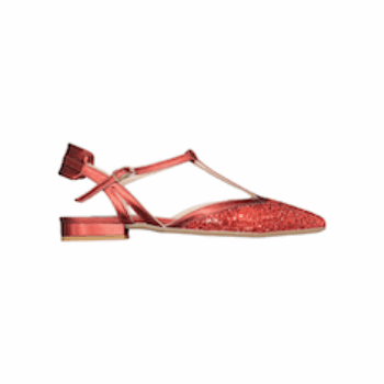 BALLERINE “Walter Violet” IN TESSUTO GLITTERATO E PELLE ROSSO 10 mm