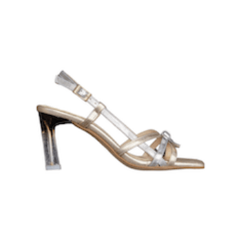 SANDALI ” Marian – Slingback” IN PELLE ARGENTO/ORO 80 mm