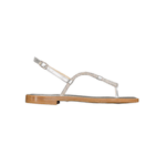 SANDALI INFRADITO “Capri – Azorre" IN PELLE E PAVE' DI CRISTALLO ARGENTO 10 mm