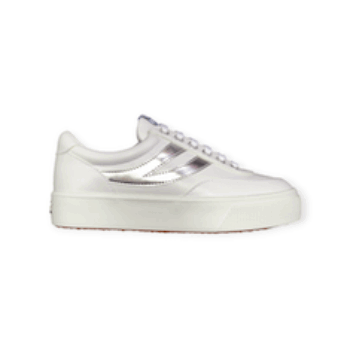 SCARPE STRINGATE “Sneaker – Superga” IN PELLE BIANCO/ARGENTO
