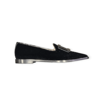 BALLERINE “Marian” IN VELLUTO NERO 10 mm