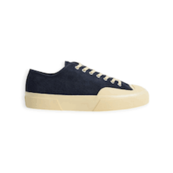 SCARPE STRINGATE “Works Hairy – Superga” IN CAMOSCIO BLU FONDO GOMMA BIANCO