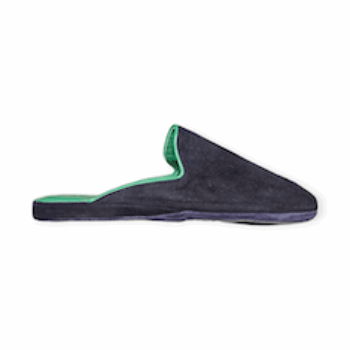 PANTOFOLE “Geda”  IN CAMOSCIO  BLU/VERDE 10 mm