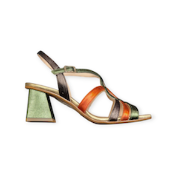 SANDALI “Joni” IN VERNICE VERDE/BRONZO 50 mm