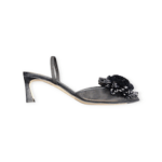SANDALI SLINGBACK "Chantal" IN MICRO RETE  NERO 60 mm