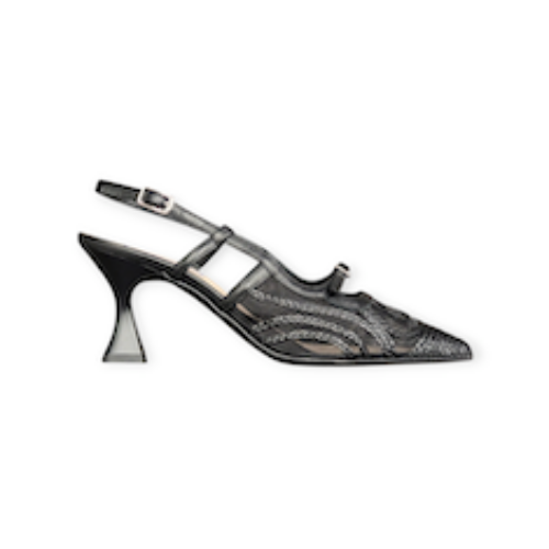 SANDALI “Slingback – Walter Violet”  IN MICRO RETE NERO 70 mm