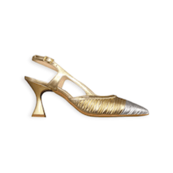 SANDALI “Slingback – Walter Violet”  IN VITELLO PLATINO/ARGENTO 70 mm