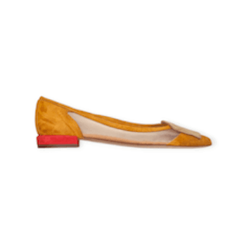 BALLERINE “Yoshiko – Fabio Rusconi” IN MICRO RETE E SUEDE SENAPE/BEIGE 10 mm
