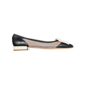 BALLERINE “Yoshiko – Fabio Rusconi” IN MICRO RETE E PELLE BIANCO/NERO 10 mm