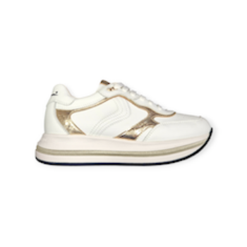SCARPE STRINGATE “Sneaker Merry – Voile Blanche” IN PELLE BIANCO/ORO 30 mm