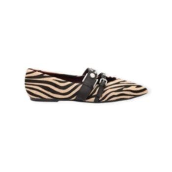 BALLERINE “Britney – Ash” IN PELLE E CAVALLINO ZEBRATO 10 mm