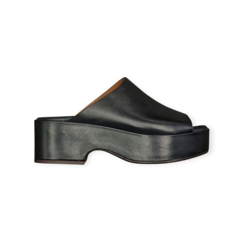 Sabot Platform in Pelle Nero – UAU