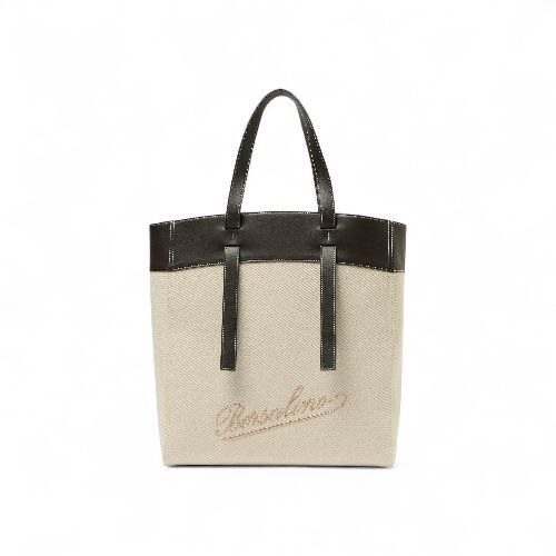 Borsa Tote Media Resort Bianco/Caffè – Borsalino