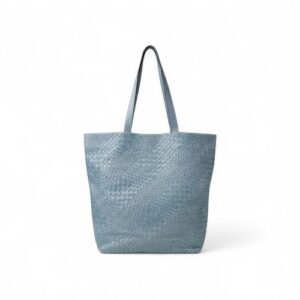 Borsa Shopping Intrecciata in Pelle Azzurro – Abro
