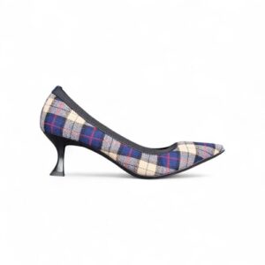 Décolleté in Pelle e Tessuto Tartan – Walter Violet
