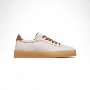 Sneakers Mind02 in Pelle Bianco/Cognac – Voile Blanche