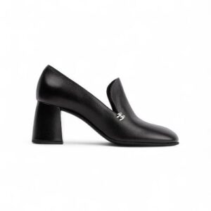 Mocassini con Tacco Peggy in Pelle Nero – Poeve