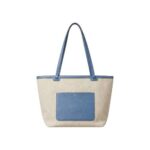 Borsa Shopping in Canvas e Pelle Azzurro - Abro